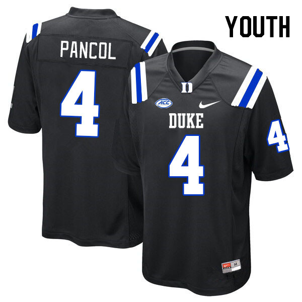 Youth #4 Eli Pancol Duke Blue Devils College Football Jerseys Stitched-Black